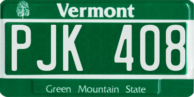VT license plate PJK408