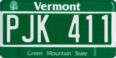 VT license plate PJK411