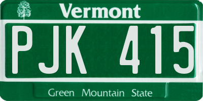 VT license plate PJK415