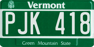 VT license plate PJK418