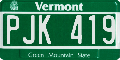 VT license plate PJK419