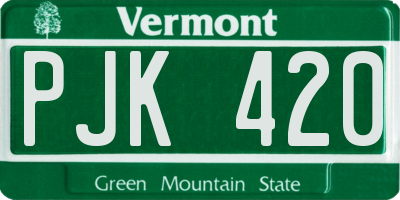 VT license plate PJK420