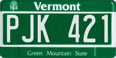 VT license plate PJK421