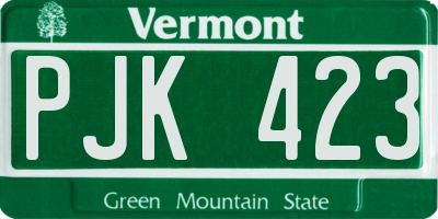 VT license plate PJK423