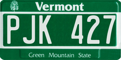 VT license plate PJK427