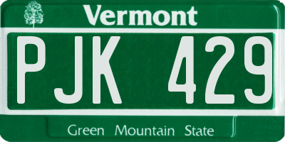 VT license plate PJK429