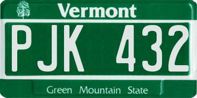 VT license plate PJK432