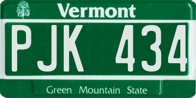 VT license plate PJK434