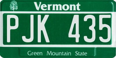 VT license plate PJK435