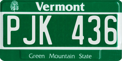 VT license plate PJK436