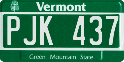 VT license plate PJK437