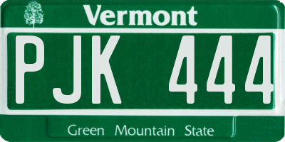 VT license plate PJK444