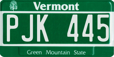 VT license plate PJK445