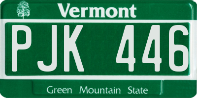 VT license plate PJK446
