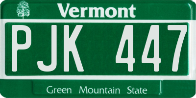 VT license plate PJK447