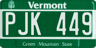 VT license plate PJK449
