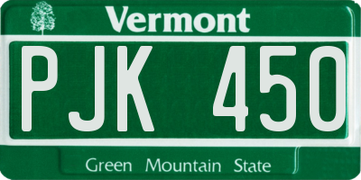 VT license plate PJK450