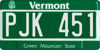VT license plate PJK451