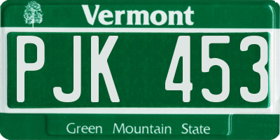 VT license plate PJK453