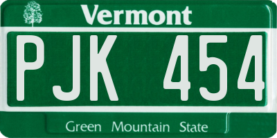 VT license plate PJK454