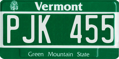 VT license plate PJK455