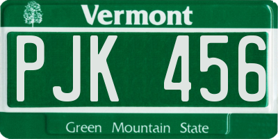 VT license plate PJK456