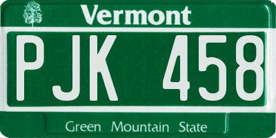 VT license plate PJK458