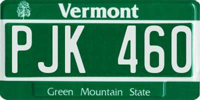 VT license plate PJK460