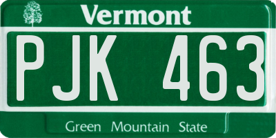 VT license plate PJK463