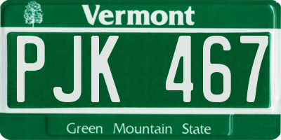 VT license plate PJK467
