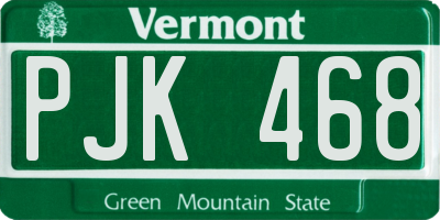 VT license plate PJK468