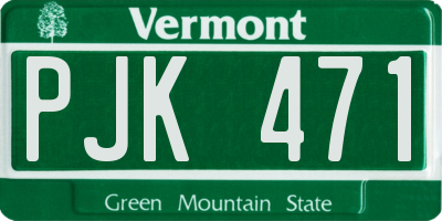 VT license plate PJK471