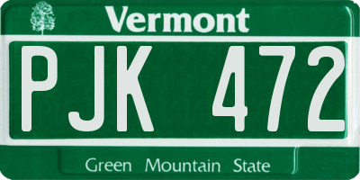 VT license plate PJK472