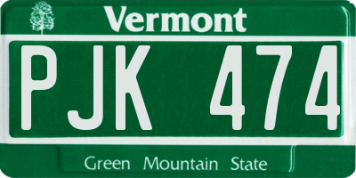 VT license plate PJK474