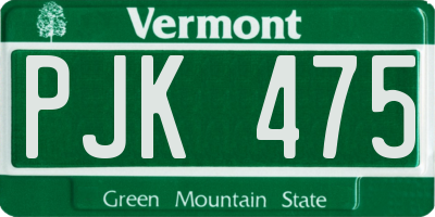 VT license plate PJK475