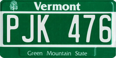 VT license plate PJK476