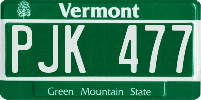 VT license plate PJK477