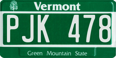 VT license plate PJK478