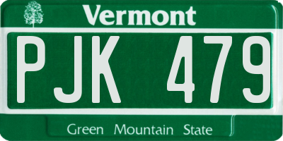 VT license plate PJK479