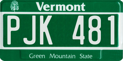 VT license plate PJK481