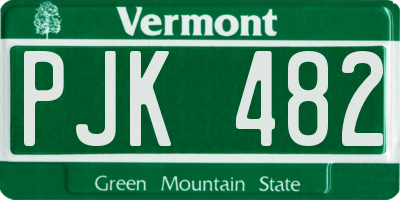 VT license plate PJK482
