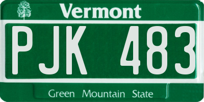 VT license plate PJK483