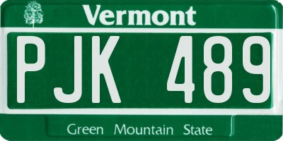 VT license plate PJK489