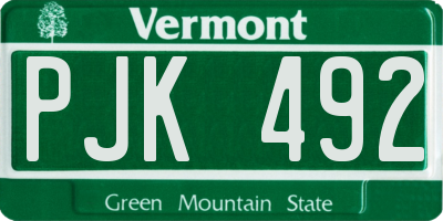 VT license plate PJK492