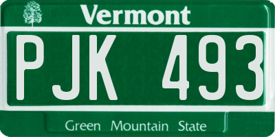 VT license plate PJK493