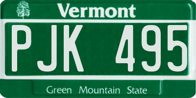VT license plate PJK495