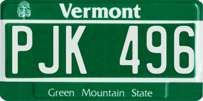 VT license plate PJK496