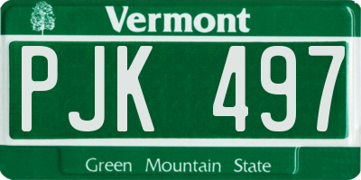 VT license plate PJK497