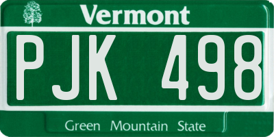 VT license plate PJK498