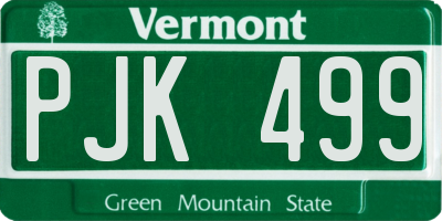 VT license plate PJK499